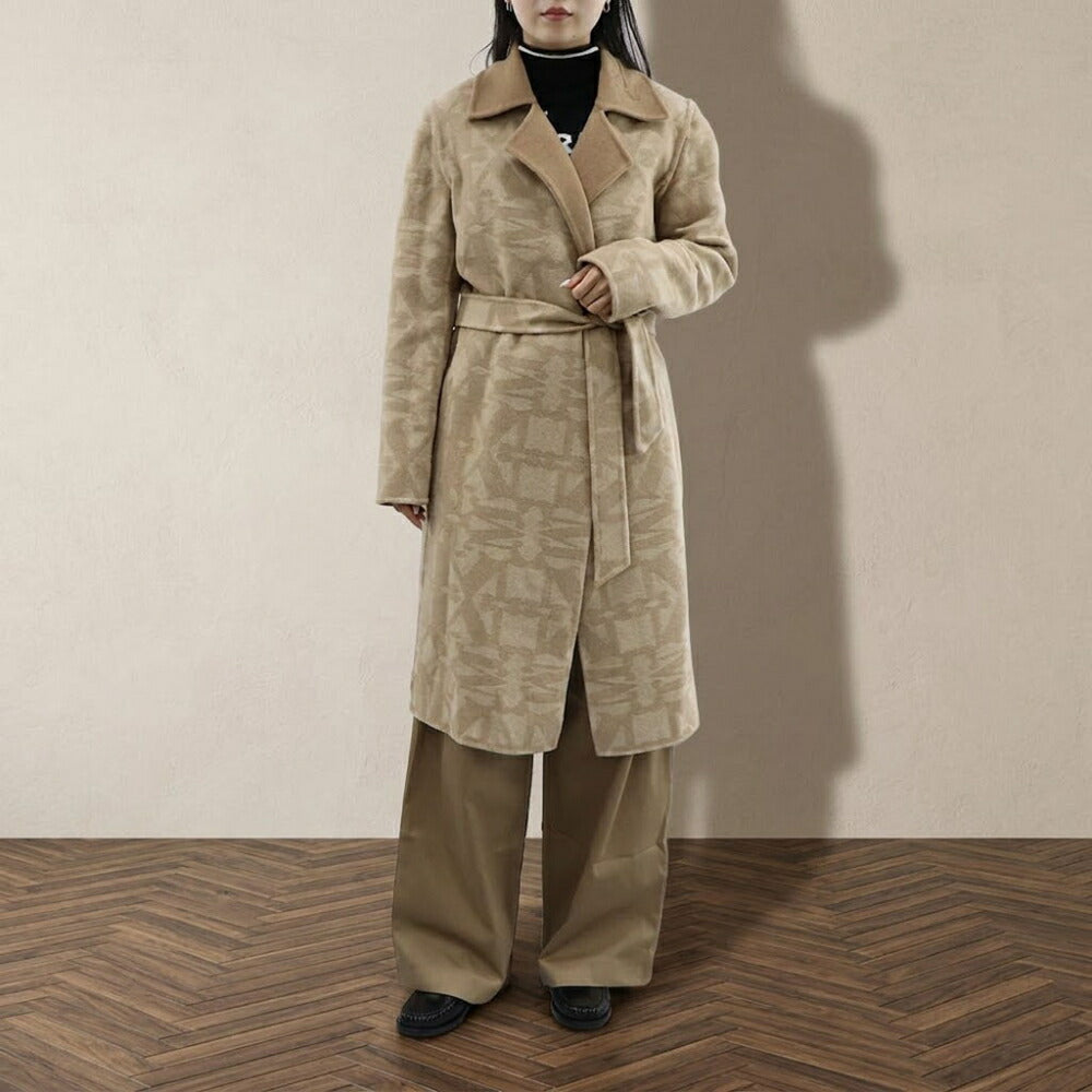 Max Mara キャメル ガウンコート ミディ丈 モノグラム柄 21016021