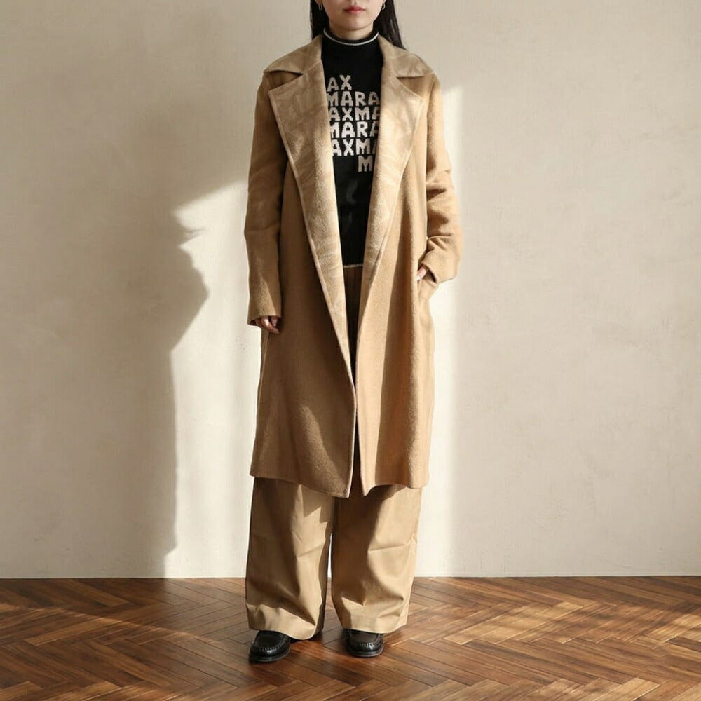 Max Mara キャメル ガウンコート ミディ丈 モノグラム柄 21016021