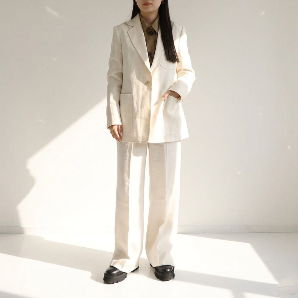 Max Mara ジャケット アイボリー リネン BOEMIA シングルジャケット 11041092