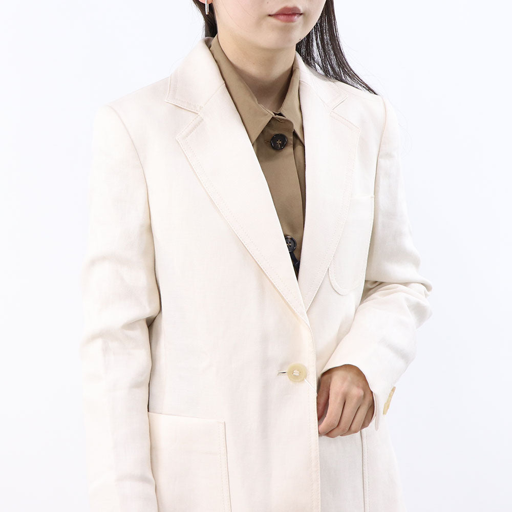 Max Mara ジャケット アイボリー リネン BOEMIA シングルジャケット 11041092