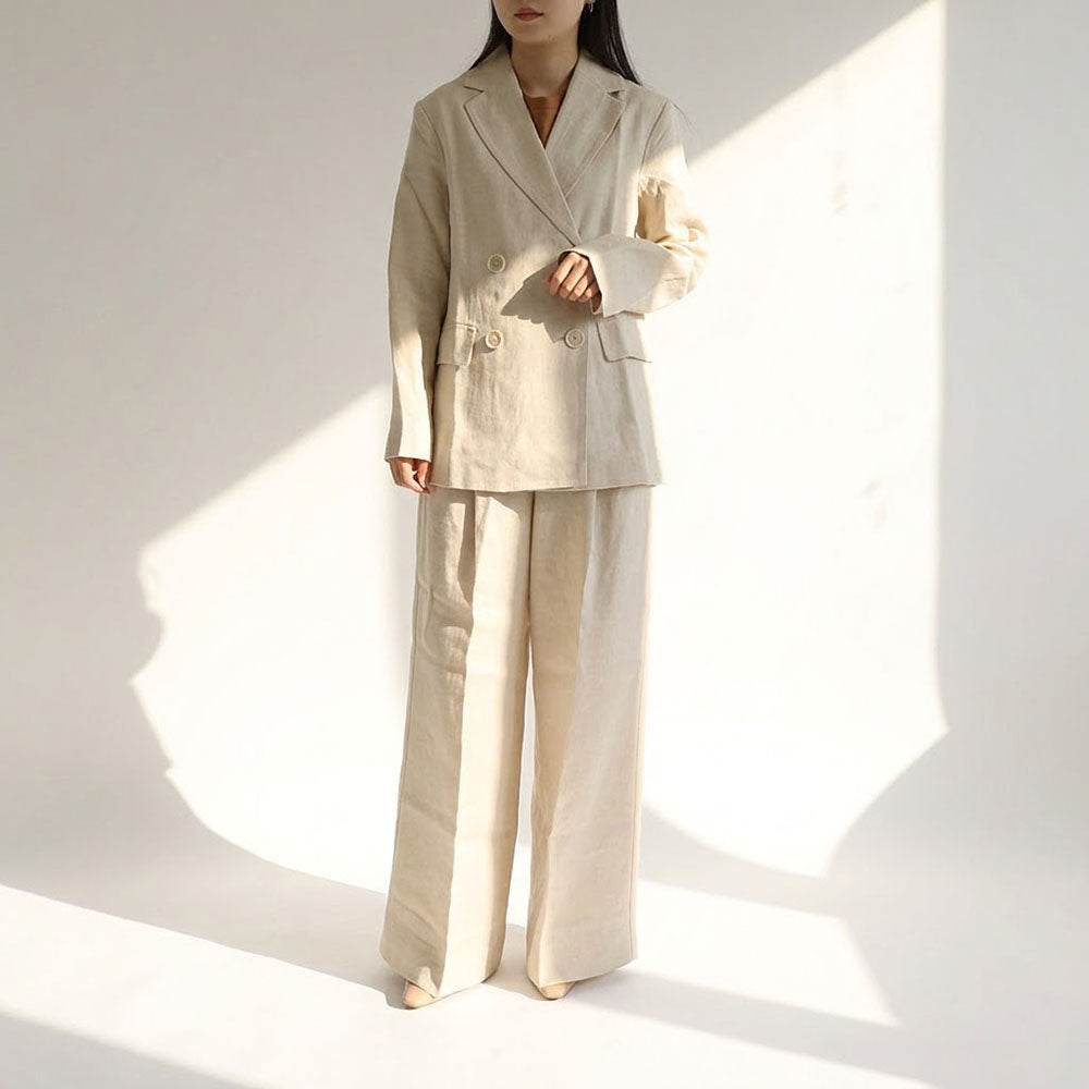 Max Mara ジャケット ベージュ リネン 麻 ダブルジャケット 19041093