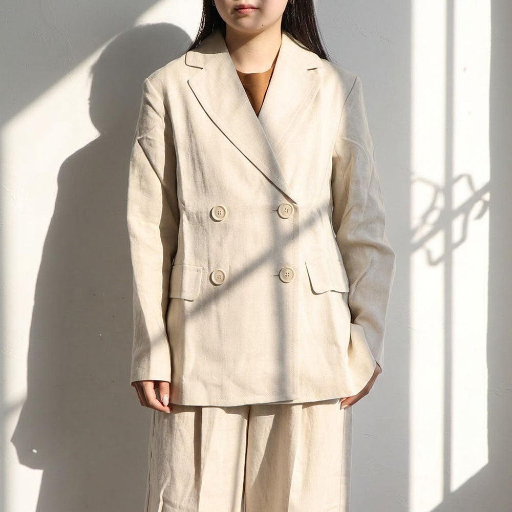 Max Mara ジャケット ベージュ リネン 麻 ダブルジャケット 19041093