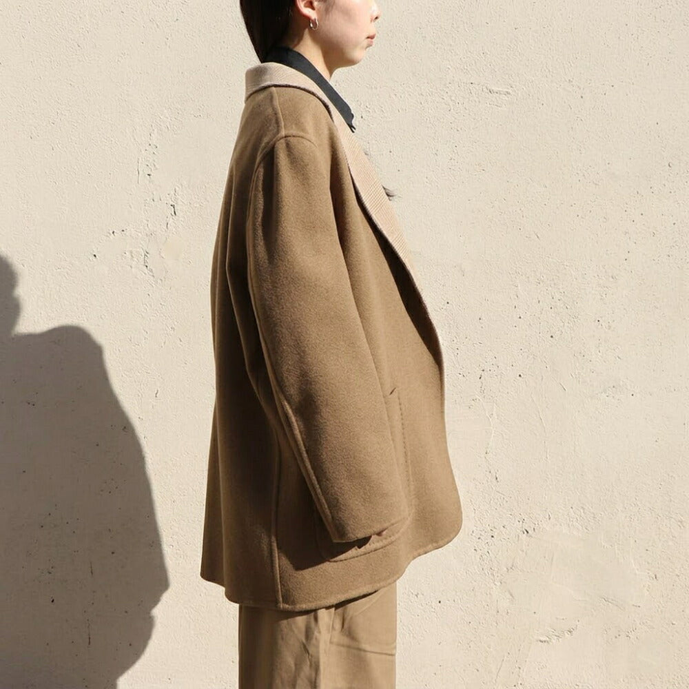 Max Mara ライトブラウン ガウンコート ショート丈 グレンチェック柄 21086042