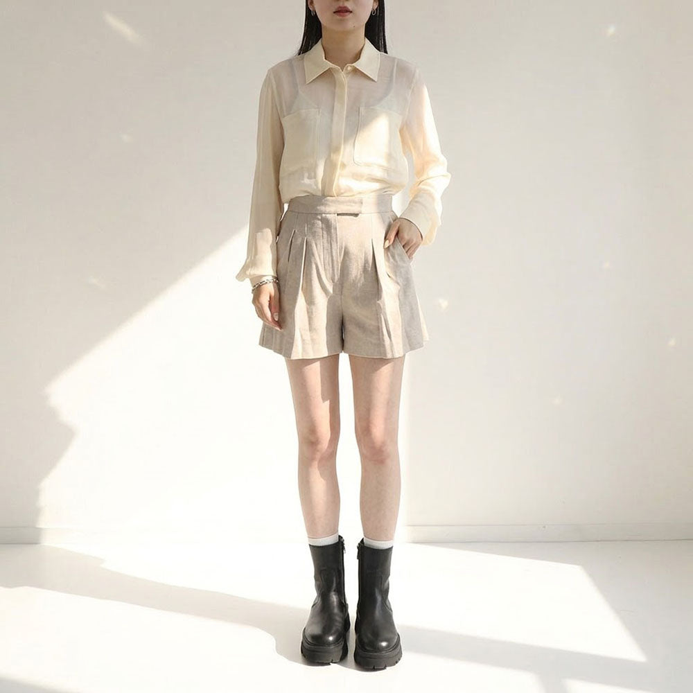 Max Mara ショートパンツ ベージュ JESSICA Aライン ハイウエスト 11781012