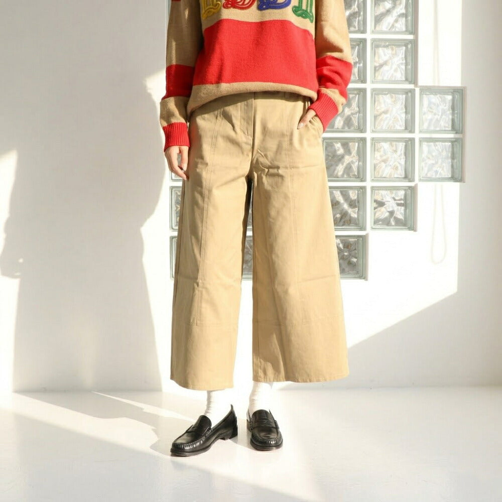 Max Mara ライトグレー ベージュ アンクル丈 ワイドパンツ 29136021