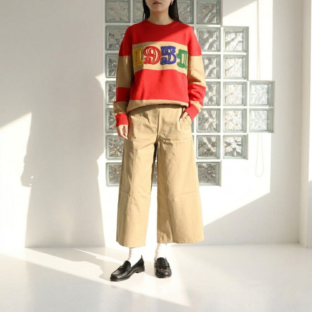 Max Mara ライトグレー ベージュ アンクル丈 ワイドパンツ 29136021