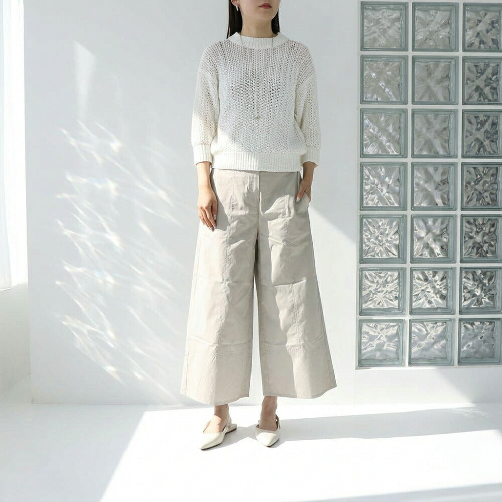 Max Mara ライトグレー ベージュ アンクル丈 ワイドパンツ 29136021