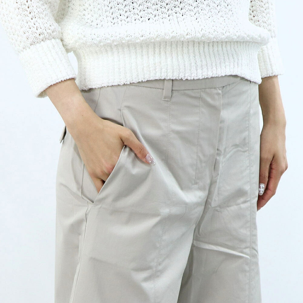 Max Mara ライトグレー ベージュ アンクル丈 ワイドパンツ 29136021