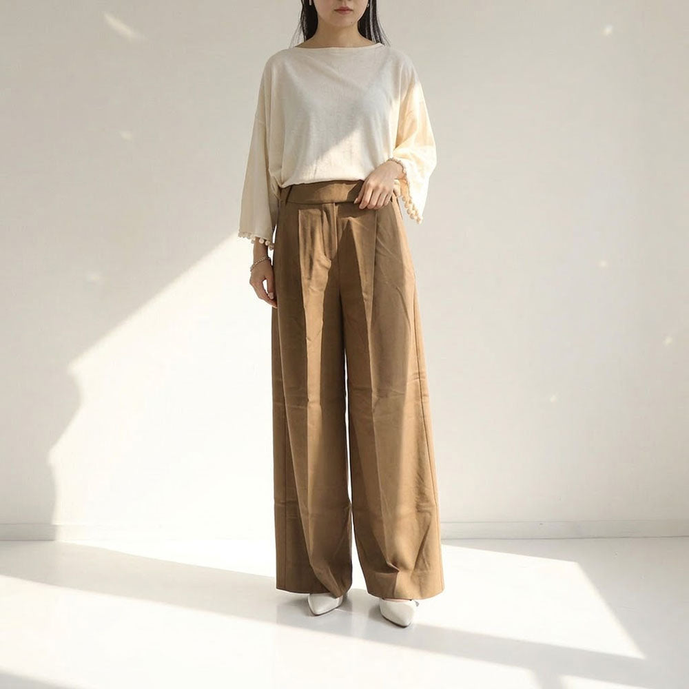 Max Mara ロングパンツ ブラウン ウール CARMEN ストレートパンツ センタープレス 29136053