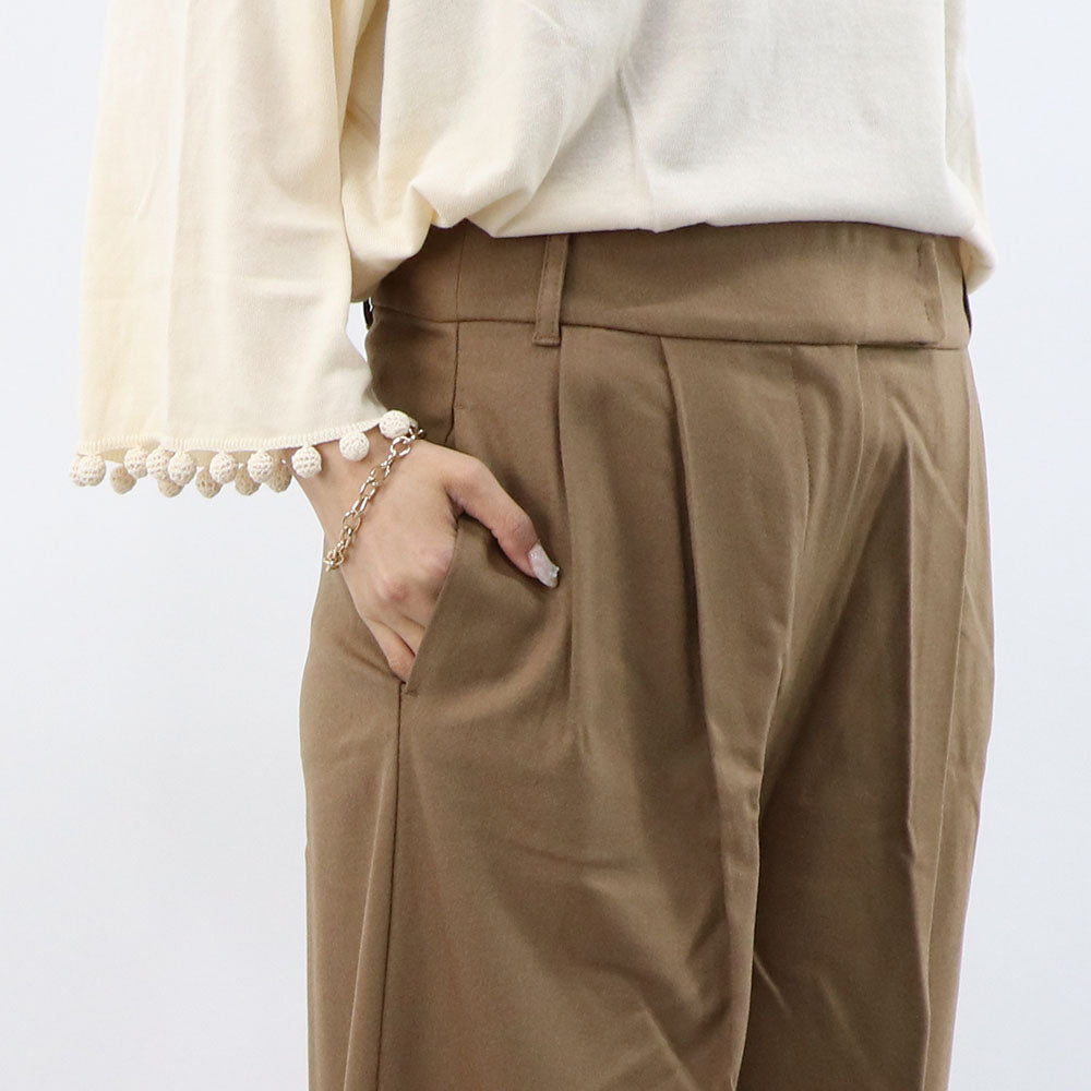 Max Mara ロングパンツ ブラウン ウール CARMEN ストレートパンツ センタープレス 29136053