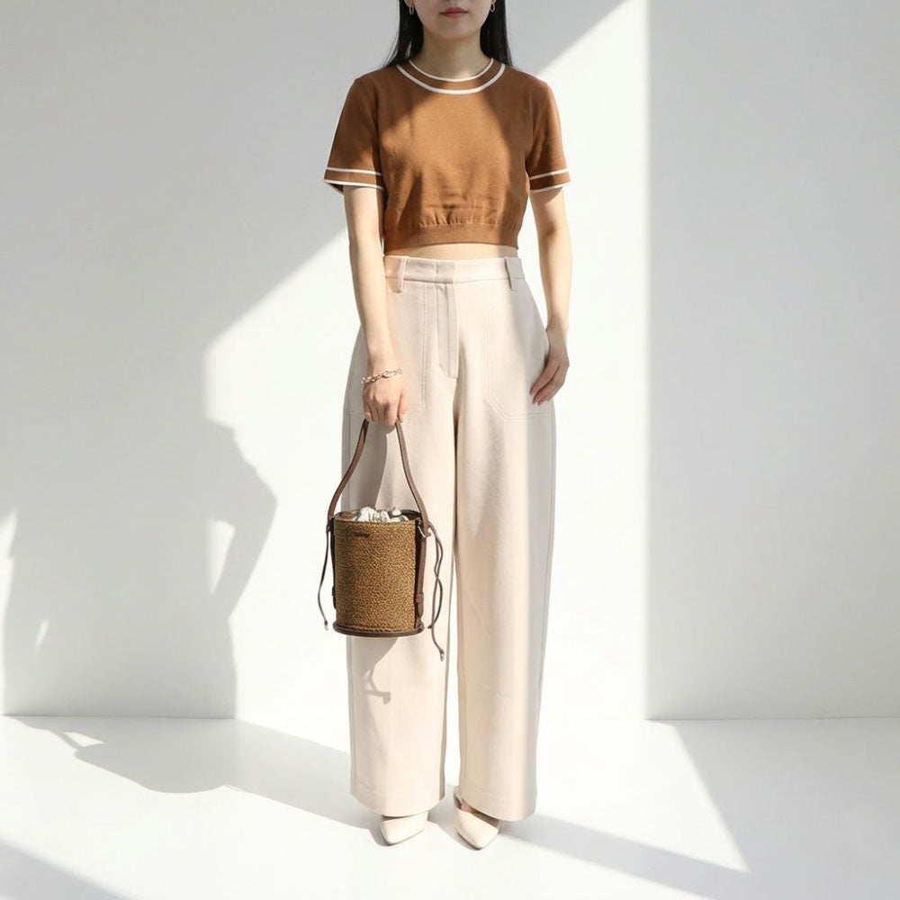 Max Mara ロングパンツ アイボリー ダンボールニット スウェット