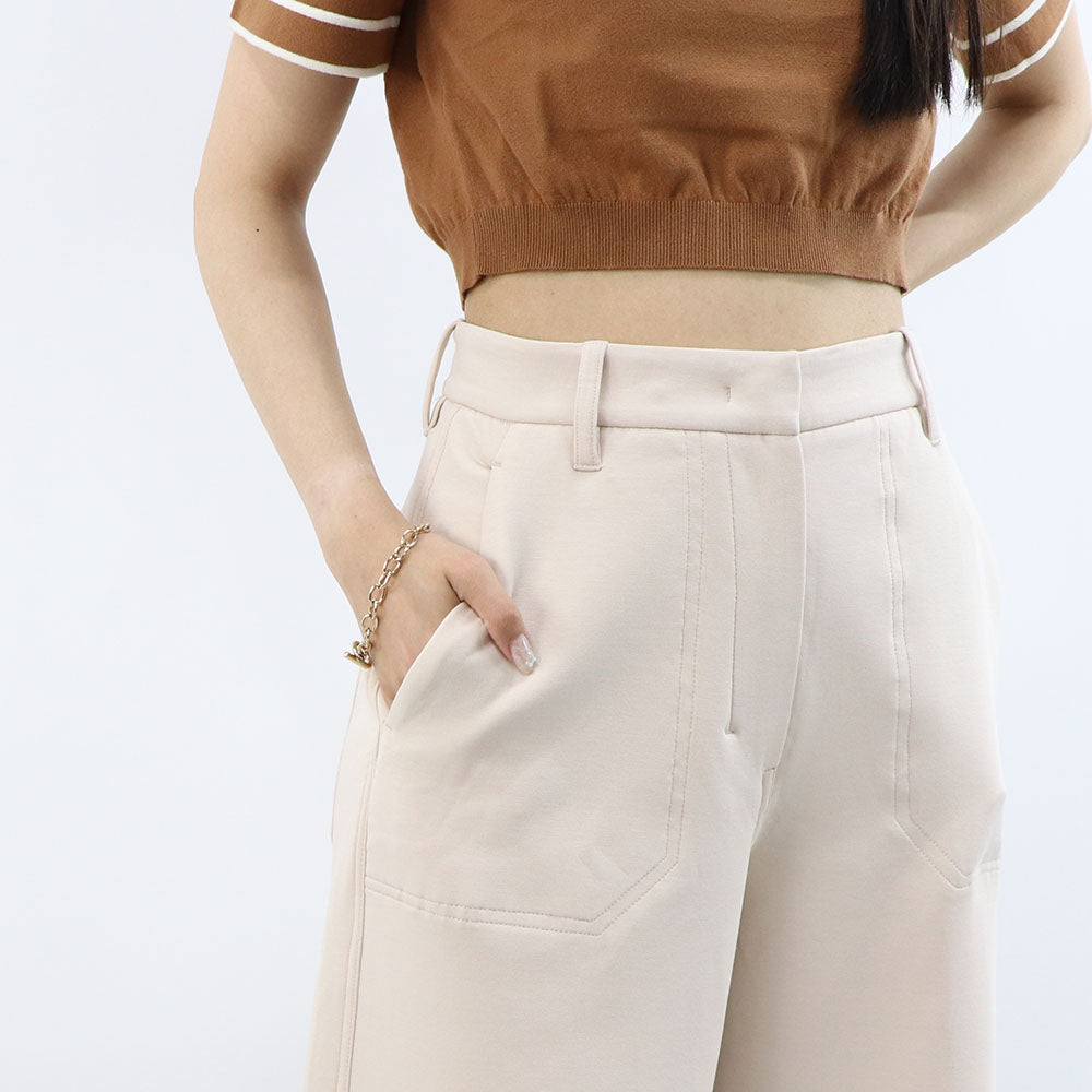 Max Mara ロングパンツ アイボリー ダンボールニット スウェット ストレートパンツ 19781013