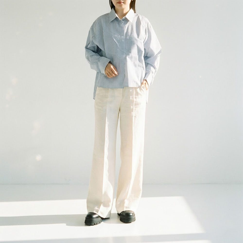 Marc Le Bihan マルクルビアン　白リネンパンツ Max Mara ロングパンツ アイボリー リネン フレアパンツ センター