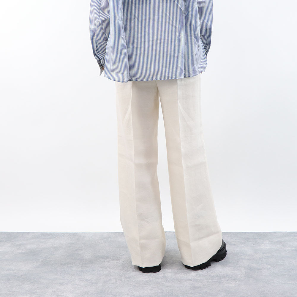 Max Mara ロングパンツ アイボリー リネン フレアパンツ センター