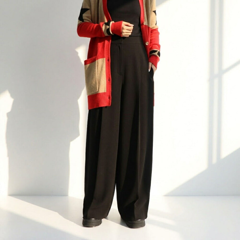 Max Mara ブラック スラックス ストレート ワイドパンツ 21136041