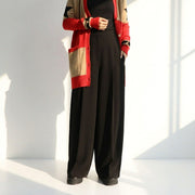 Max Mara ブラック スラックス ストレート ワイドパンツ 21136041