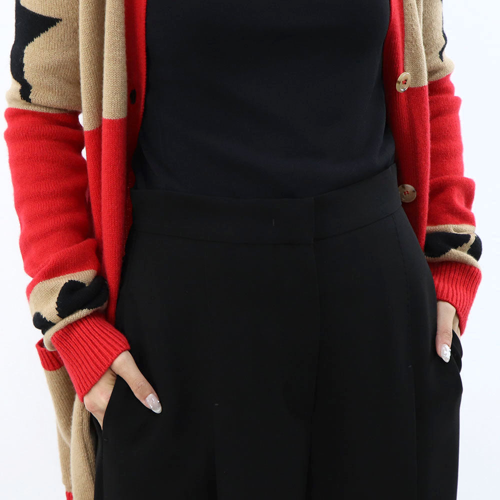 Max Mara ブラック スラックス ストレート ワイドパンツ 21136041