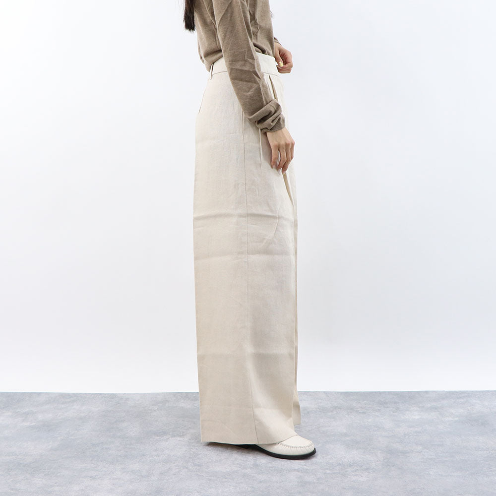 Max Mara ロングパンツ ベージュ リネン 麻 ワイドパンツ 19131153 Max Mara ロングパンツ ベージュ リネン 麻 ワイドパンツ 19131153