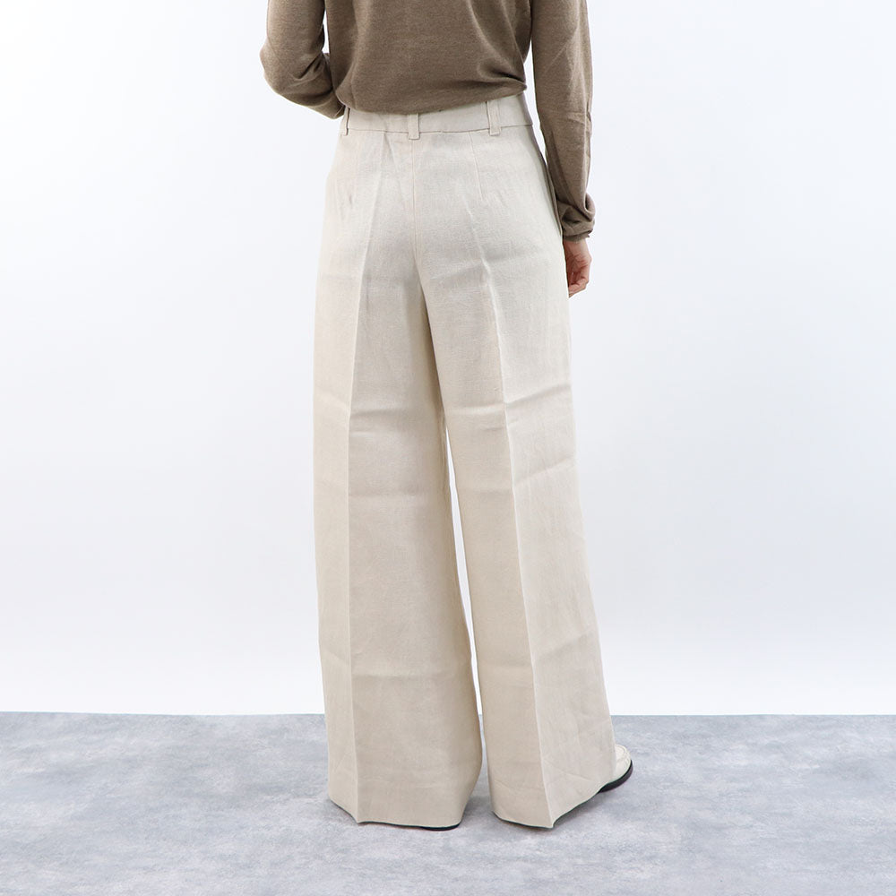Max Mara ロングパンツ ベージュ リネン 麻 ワイドパンツ 19131153