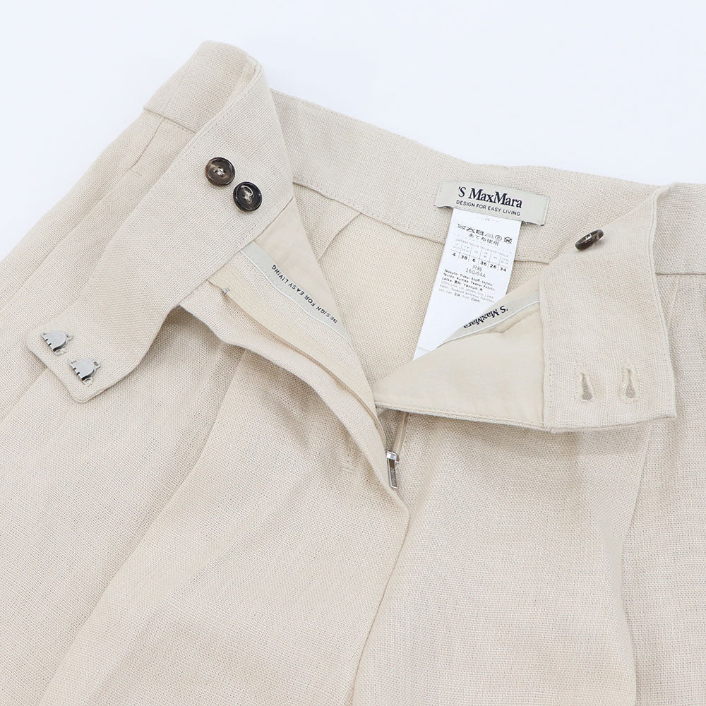 Max Mara ロングパンツ ベージュ リネン 麻 ワイドパンツ 19131153