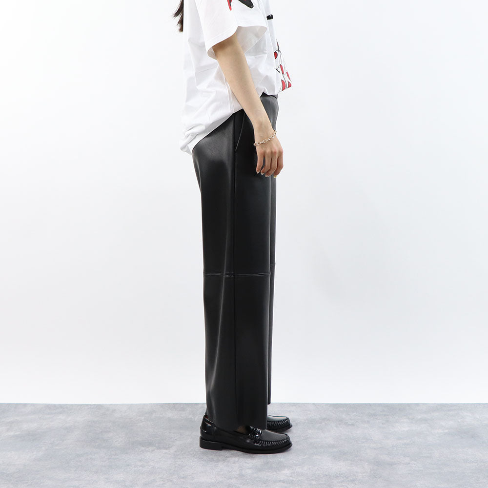 Max Mara ブラック ポリエステル レザーパンツ ストレート トラウザーパンツ 29786031