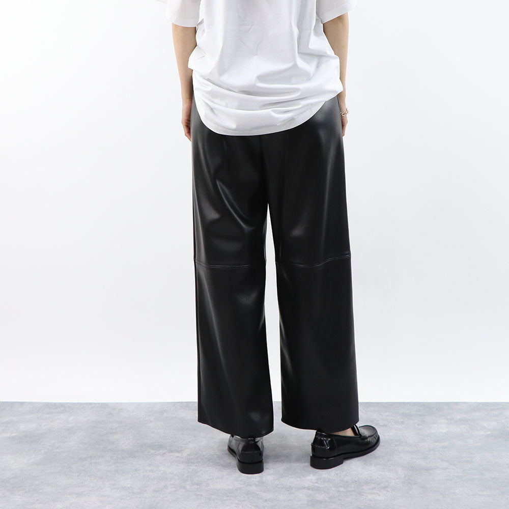 Max Mara ブラック ポリエステル レザーパンツ ストレート トラウザーパンツ 29786031