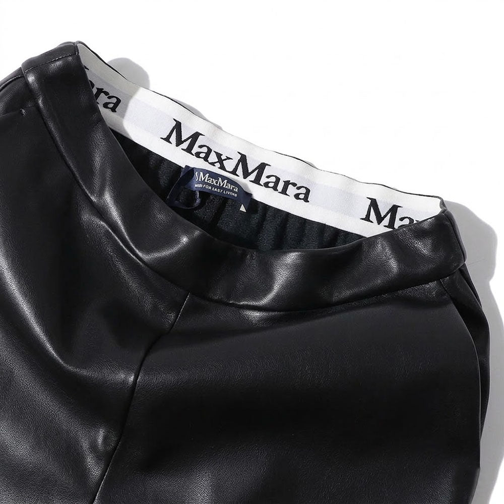 Max Mara ブラック ポリエステル レザーパンツ ストレート トラウザーパンツ 29786031