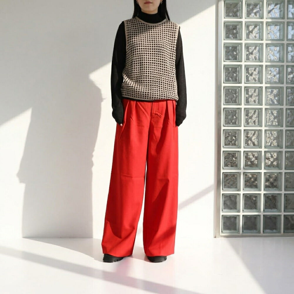 Max Mara レッド スラックス ワイドパンツ フロントタック 21136191