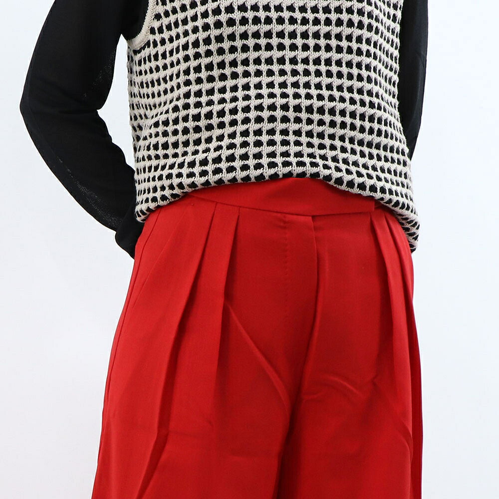 Max Mara レッド スラックス ワイドパンツ フロントタック 21136191