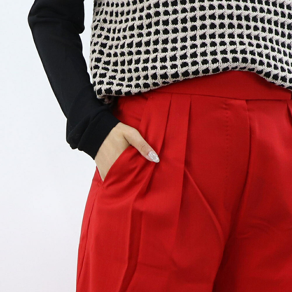 Max Mara レッド スラックス ワイドパンツ フロントタック 21136191