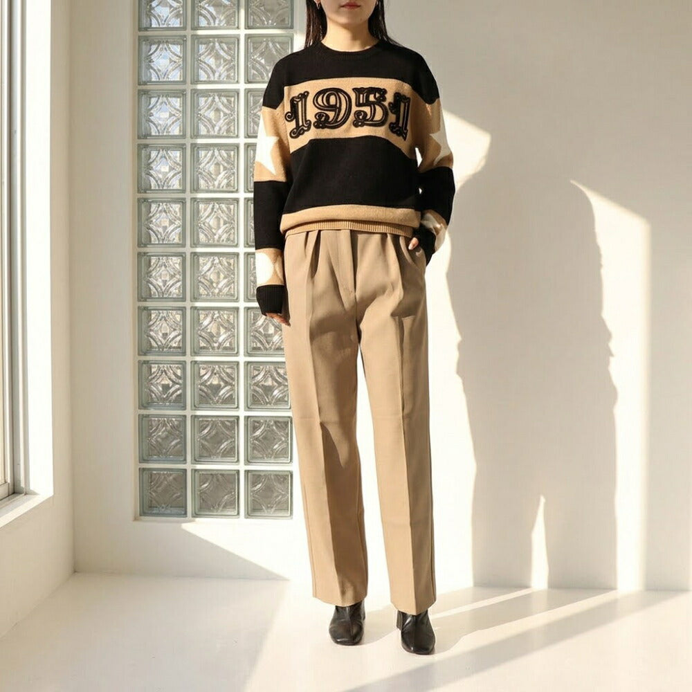 Max Mara ブラウン エラスタン スラックス トラウザーパンツ フロント