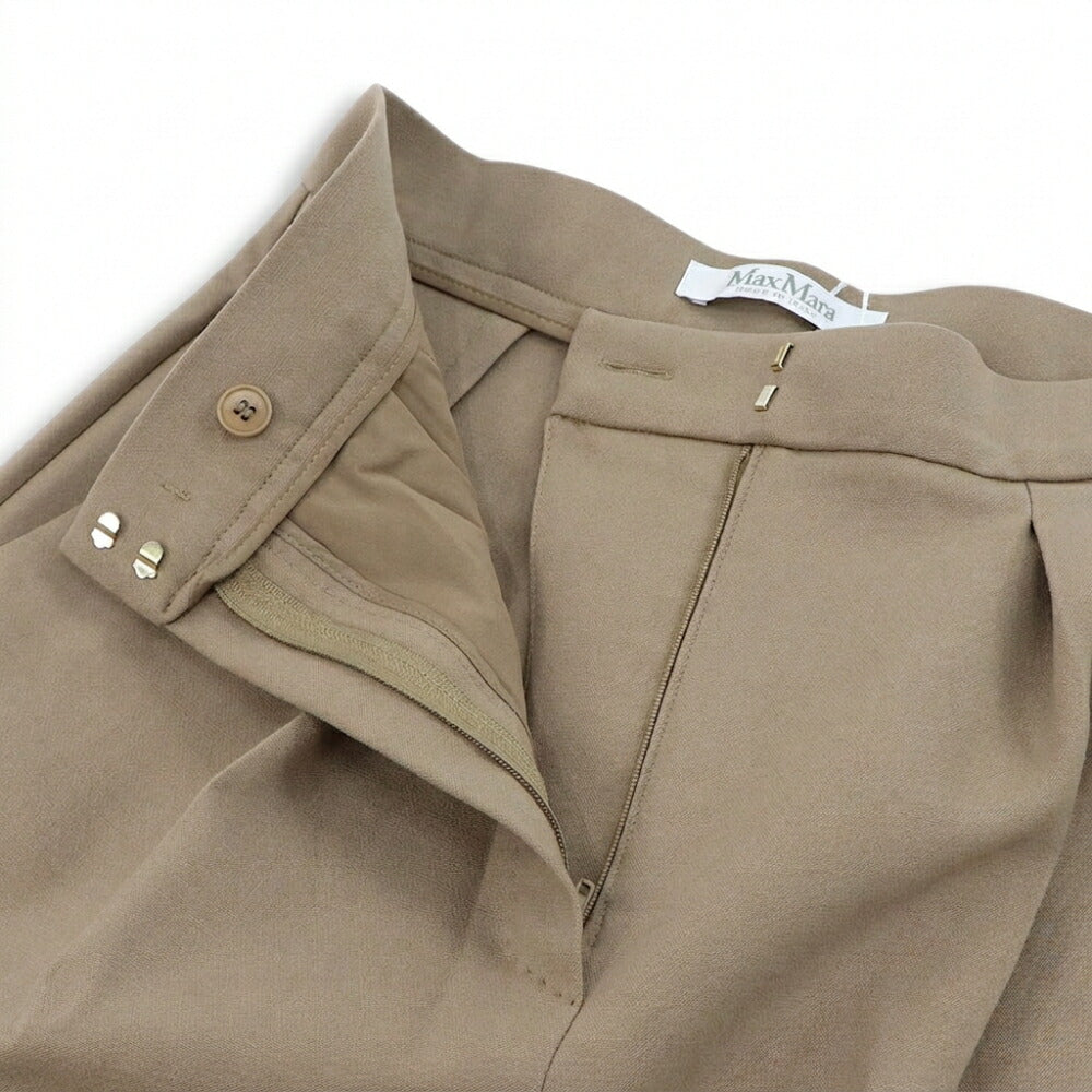 Max Mara ブラウン エラスタン スラックス トラウザーパンツ フロント