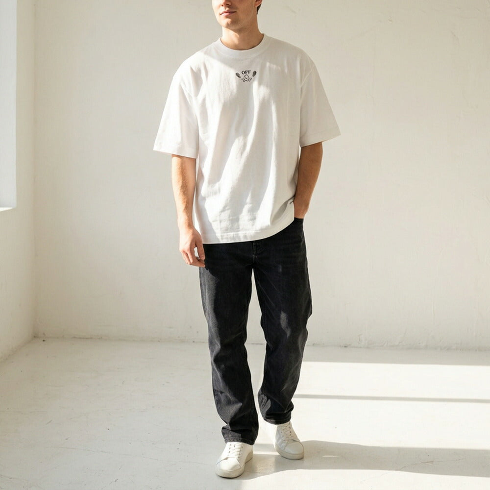 Off-White Tシャツ WHITE バンダナスケート バックプリント 半袖 OMAA120S24JER0030110