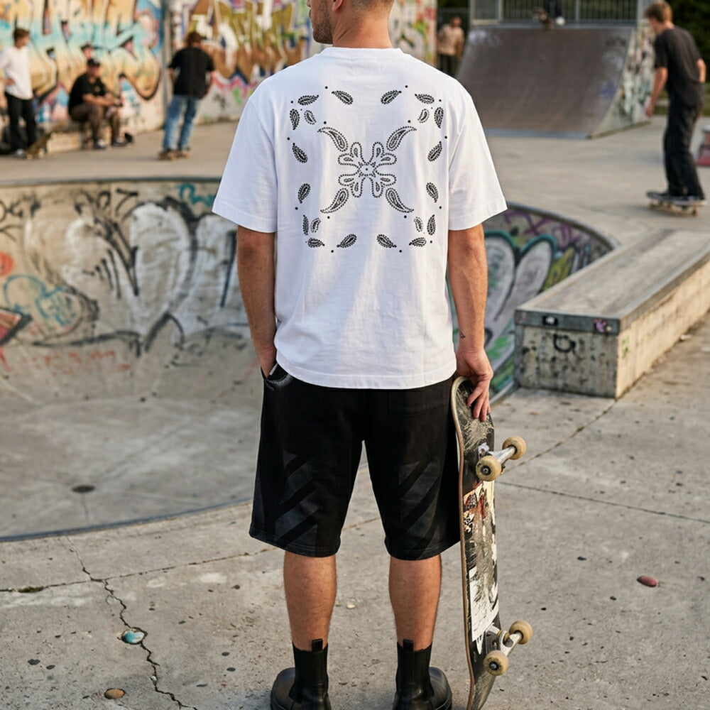 Off-White Tシャツ WHITE バンダナスケート バックプリント 半袖 OMAA120S24JER0030110