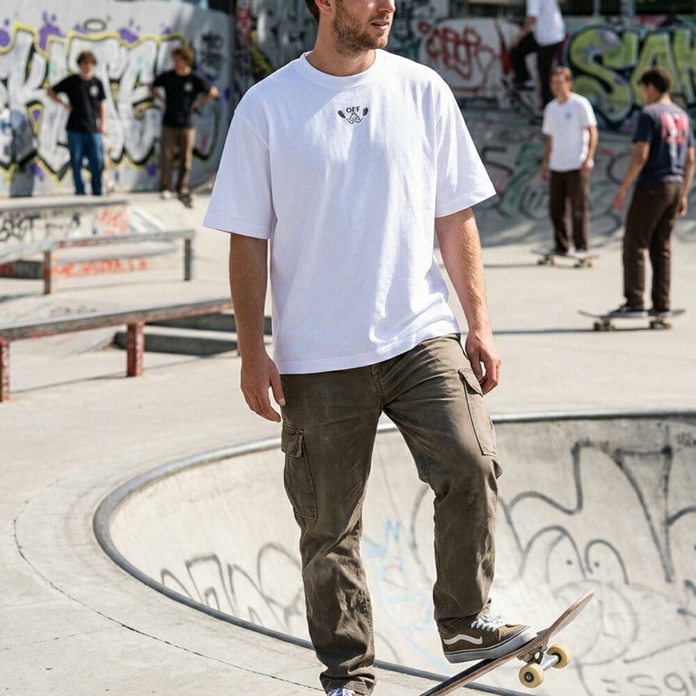 Off-White Tシャツ WHITE バンダナスケート バックプリント 半袖 OMAA120S24JER0030110
