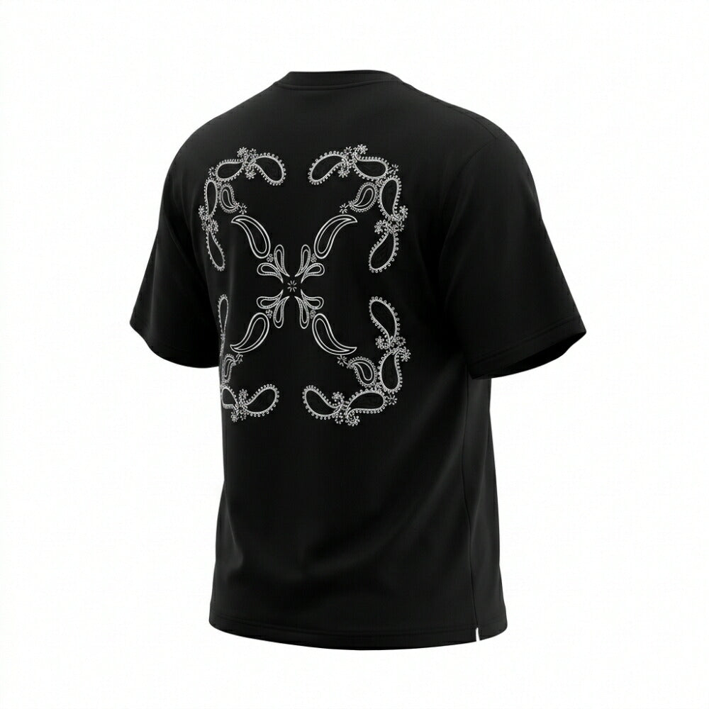 Off-White Tシャツ BLACK バンダナスケート バックプリント 半袖 OMAA120S24JER0031001