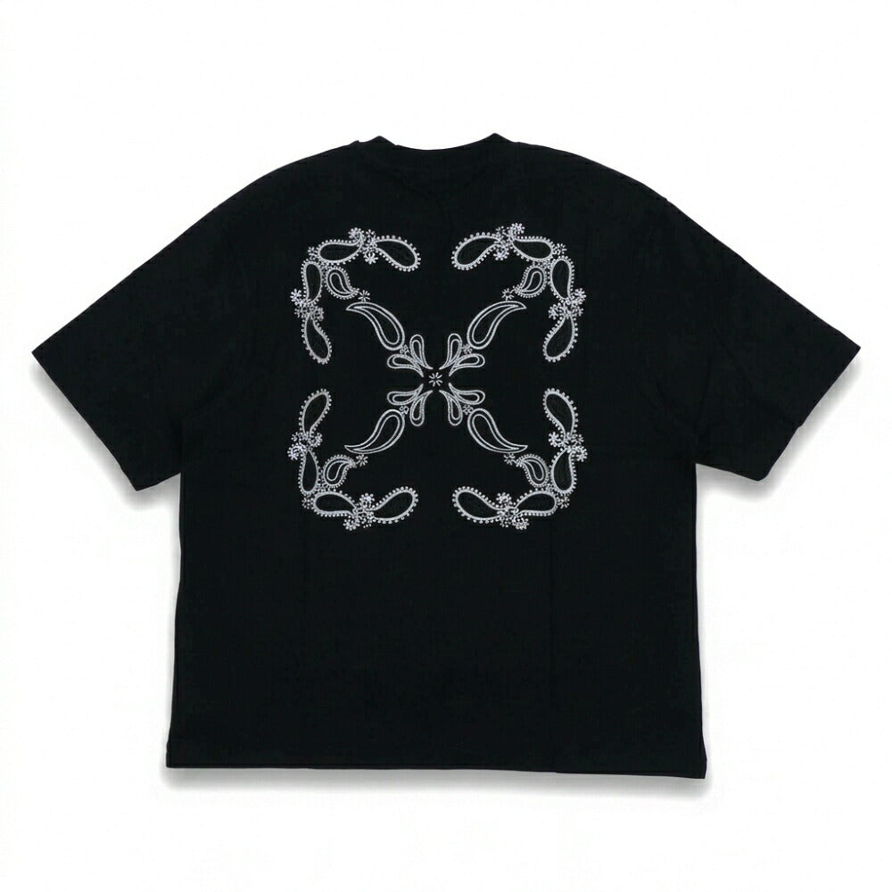 Off-White Tシャツ BLACK バンダナスケート バックプリント 半袖 OMAA120S24JER0031001