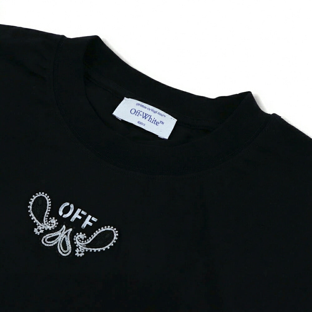 Off-White Tシャツ BLACK バンダナスケート バックプリント 半袖 OMAA120S24JER0031001