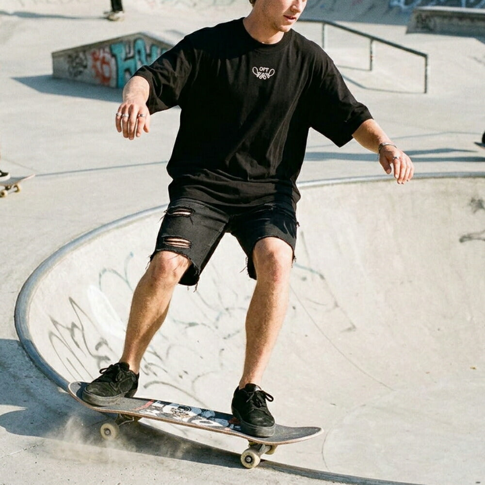 Off-White Tシャツ BLACK バンダナスケート バックプリント 半袖 OMAA120S24JER0031001
