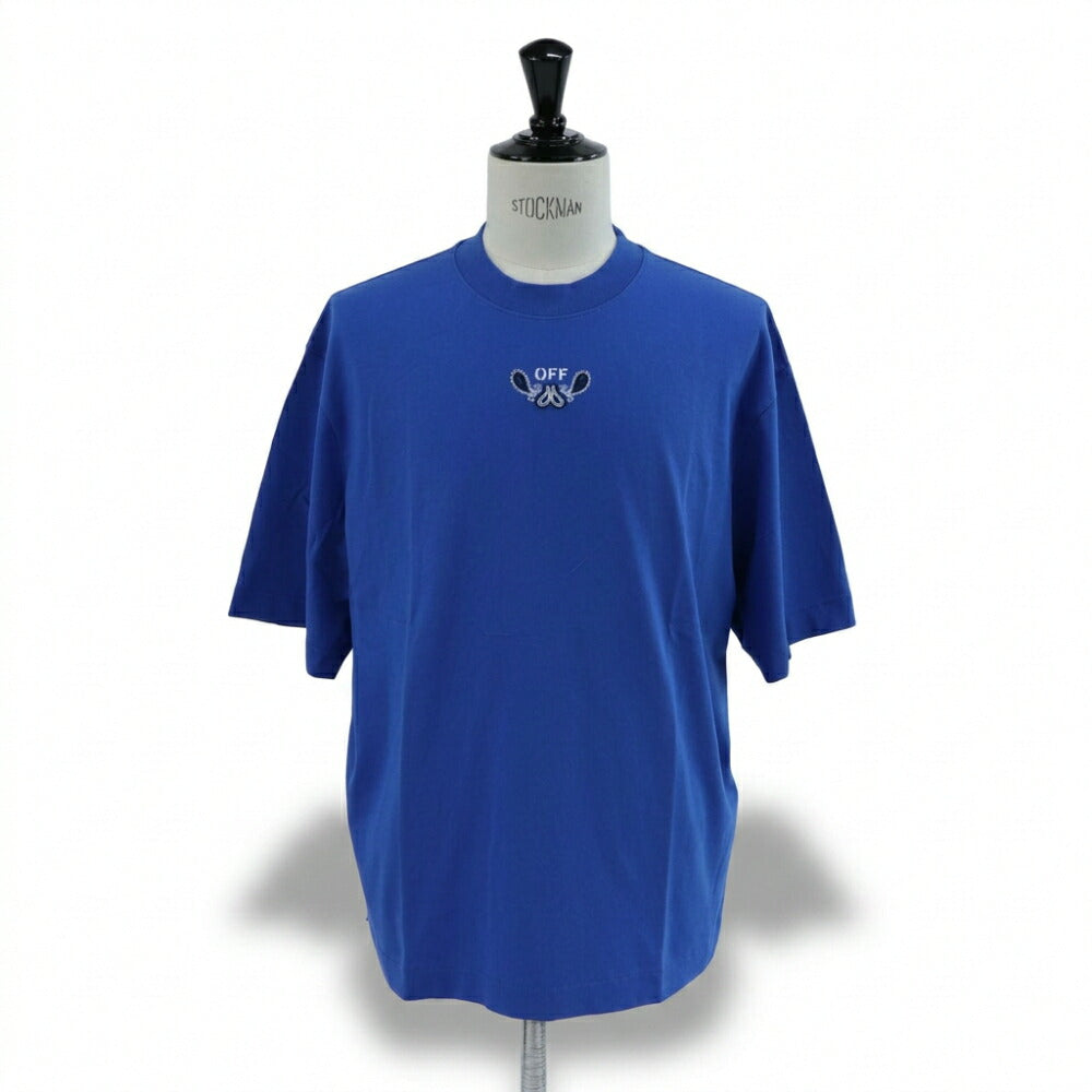 Off-White Tシャツ BLUE バンダナスケート バックプリント 半袖 OMAA120S24JER0034601
