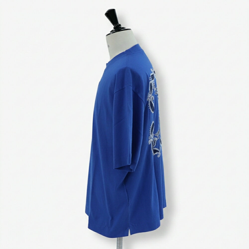 Off-White Tシャツ BLUE バンダナスケート バックプリント 半袖 OMAA120S24JER0034601