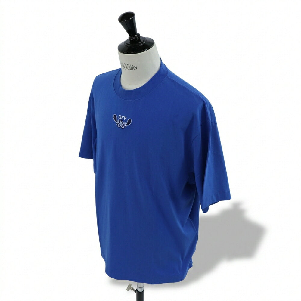 Off-White Tシャツ BLUE バンダナスケート バックプリント 半袖 OMAA120S24JER0034601