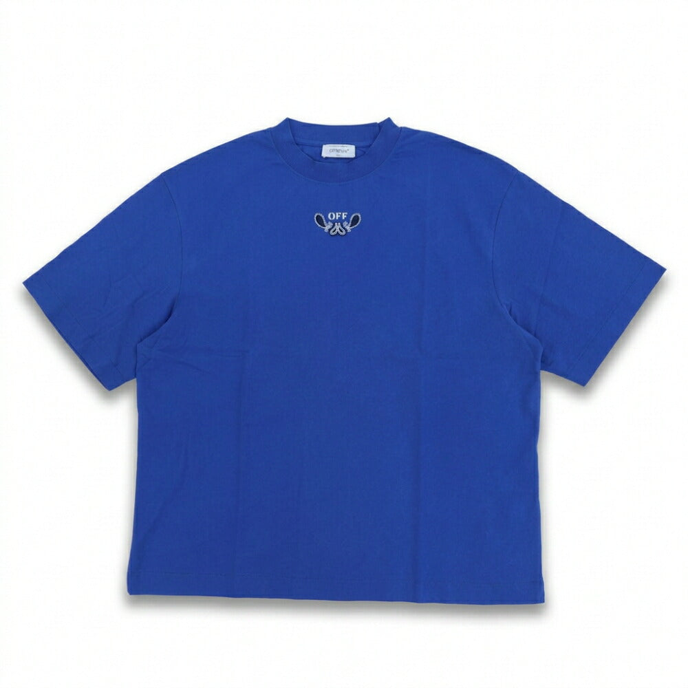 Off-White Tシャツ BLUE バンダナスケート バックプリント 半袖 OMAA120S24JER0034601