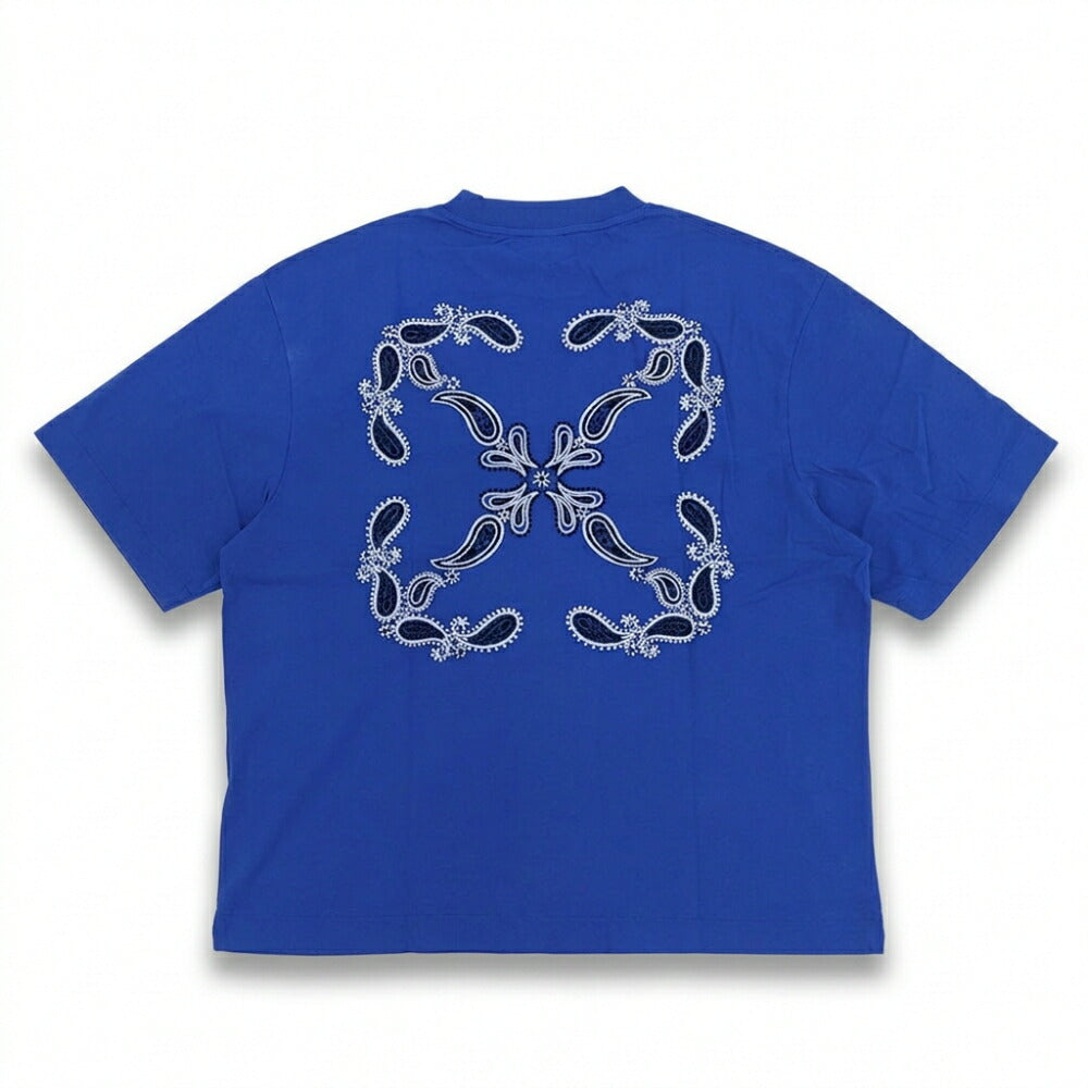 Off-White Tシャツ BLUE バンダナスケート バックプリント 半袖 OMAA120S24JER0034601