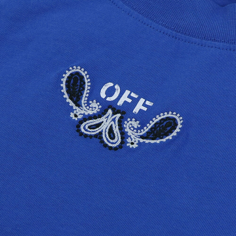 Off-White Tシャツ BLUE バンダナスケート バックプリント 半袖 OMAA120S24JER0034601