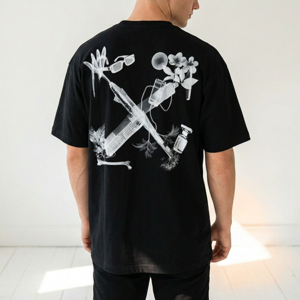 Off-White Tシャツ BLACK スキャンアロー バックプリント 半袖 OMAA161S24JER0021006