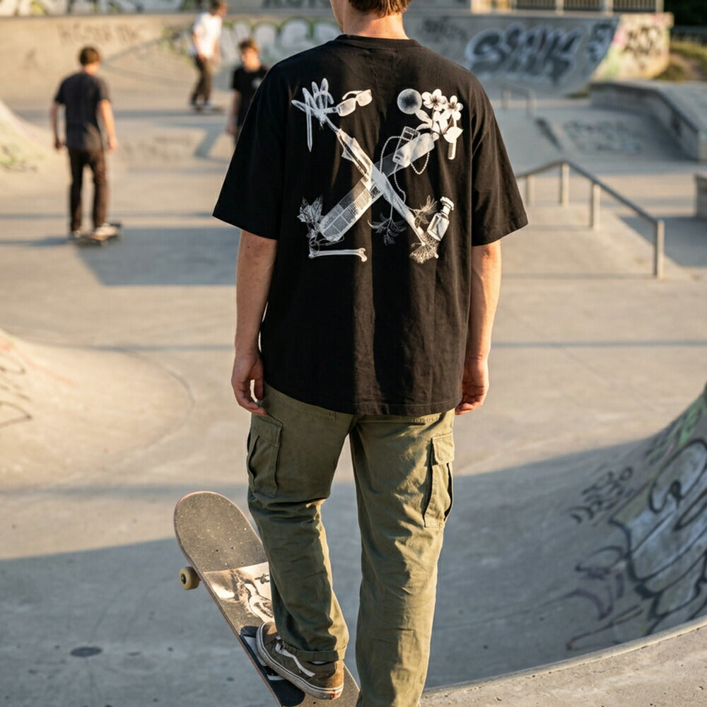 Off-White Tシャツ BLACK スキャンアロー バックプリント 半袖 OMAA161S24JER0021006