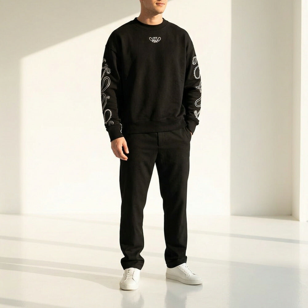 Off-White トレーナー BLACK バンダナアロー バックプリント OMBA054S24FLE0021001