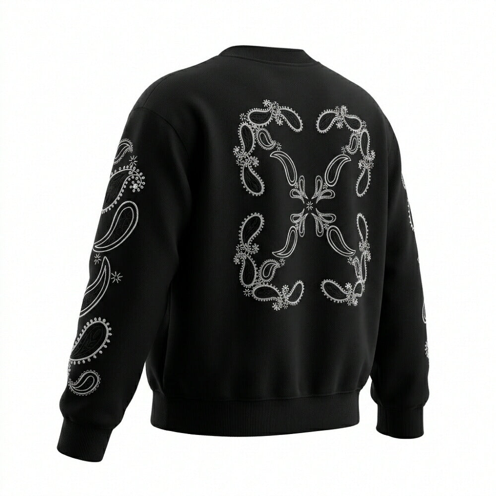 Off-White トレーナー BLACK バンダナアロー バックプリント OMBA054S24FLE0021001