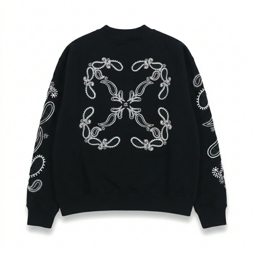 Off-White トレーナー BLACK バンダナアロー バックプリント OMBA054S24FLE0021001